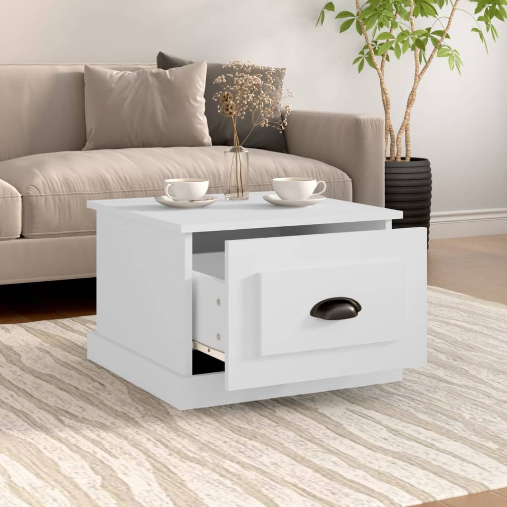Coffee Table White 50x50x35 cm Engineered Wood - Newstart Furniture