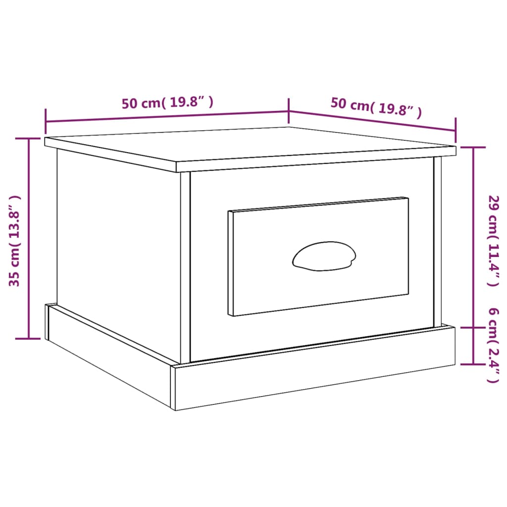 Coffee Table White 50x50x35 cm Engineered Wood - Newstart Furniture