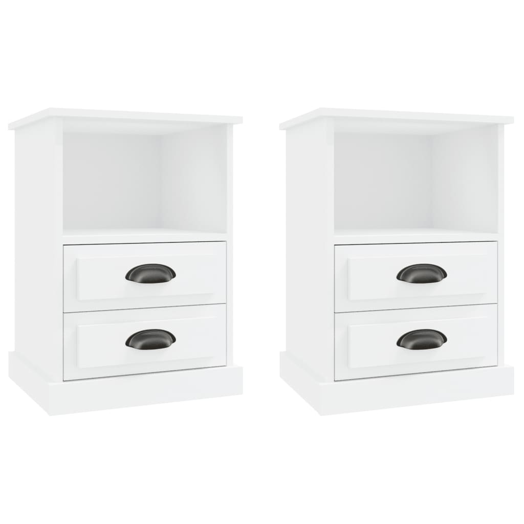 Bedside Cabinets 2 pcs White 43x36x60 cm - Newstart Furniture