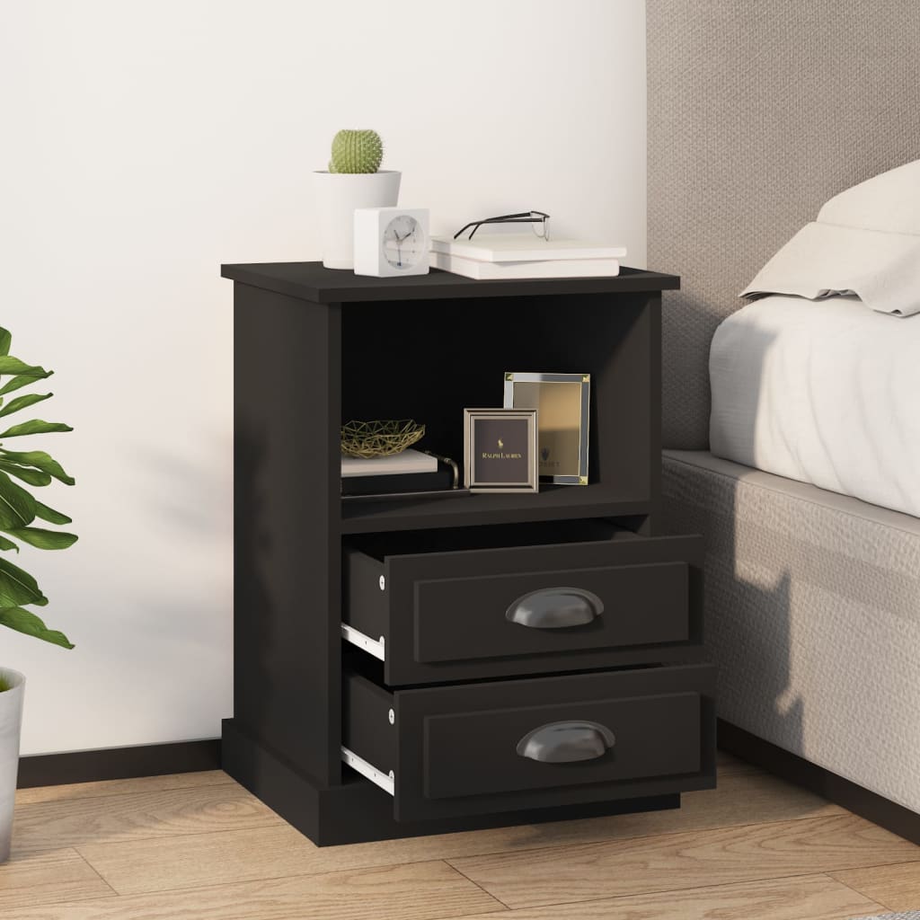 Bedside Cabinet Black 43x36x60 cm - Newstart Furniture