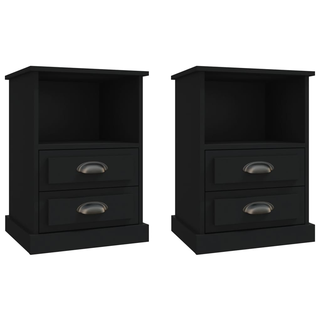 Bedside Cabinets 2 pcs Black 43x36x60 cm - Newstart Furniture