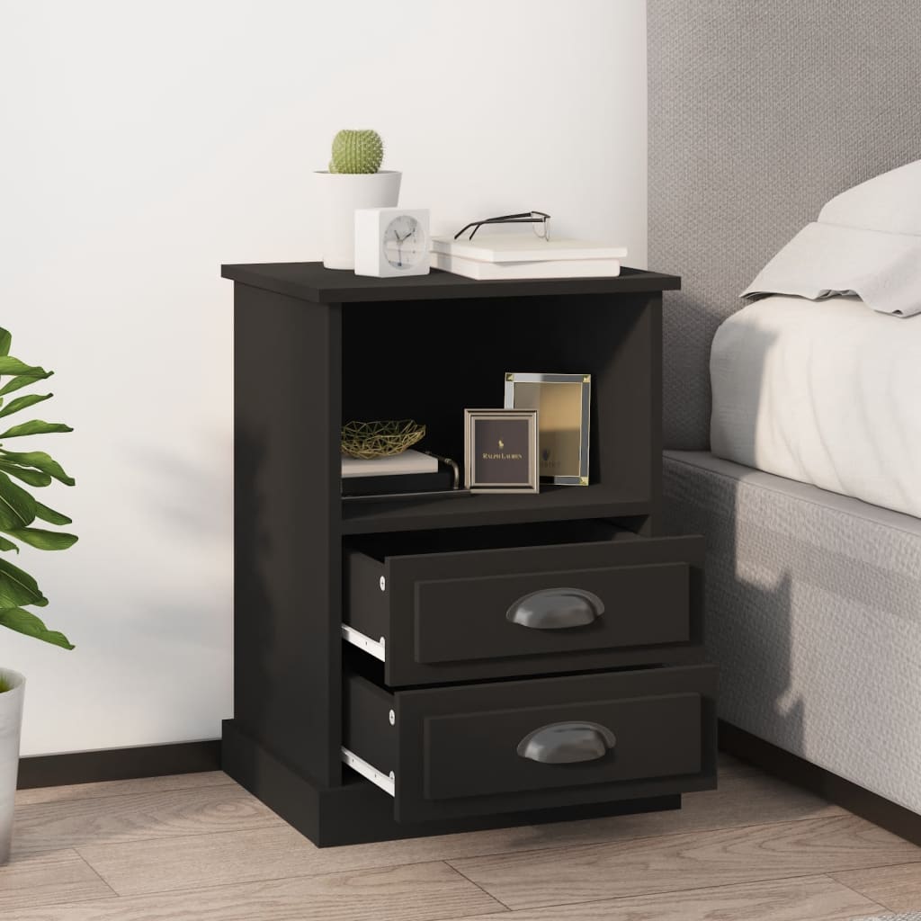 Bedside Cabinets 2 pcs Black 43x36x60 cm - Newstart Furniture