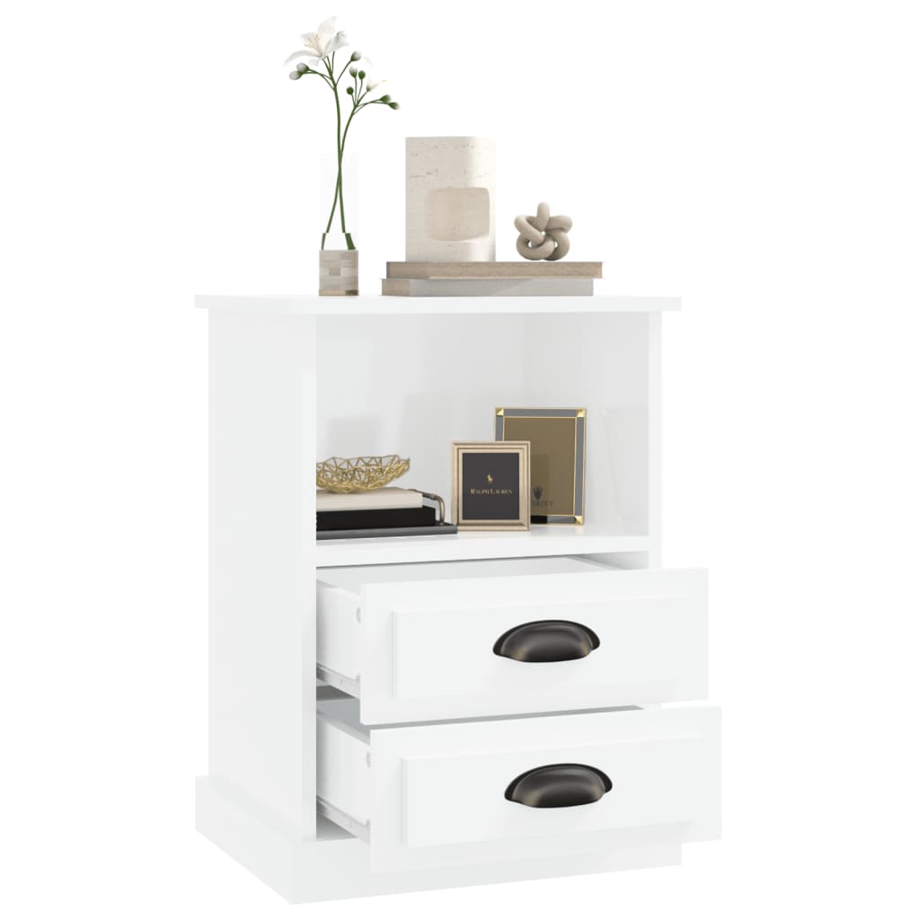 Bedside Cabinet High Gloss White 43x36x60 cm - Newstart Furniture