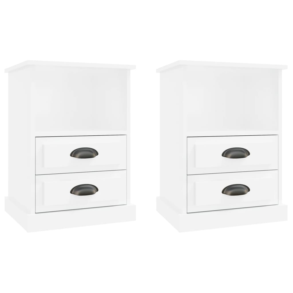 Bedside Cabinets 2 pcs High Gloss White 43x36x60 cm - Newstart Furniture