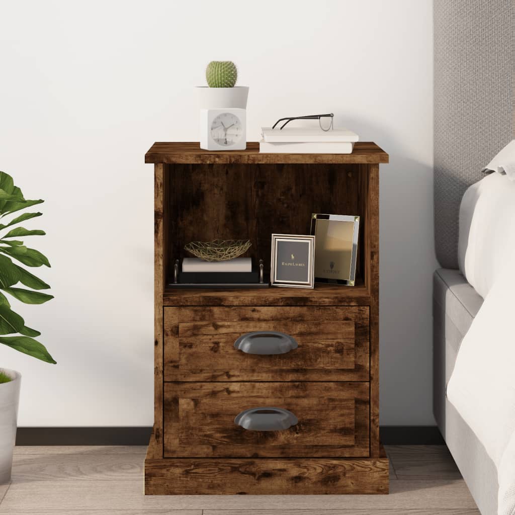 Bedside Cabinet Smoked Oak 43x36x60 cm - Newstart Furniture