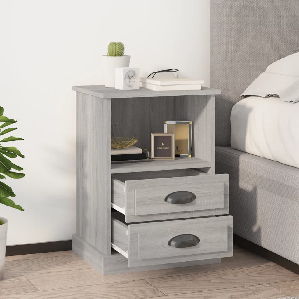 Bedside Cabinets 2 pcs Grey Sonoma 43x36x60 cm - Newstart Furniture