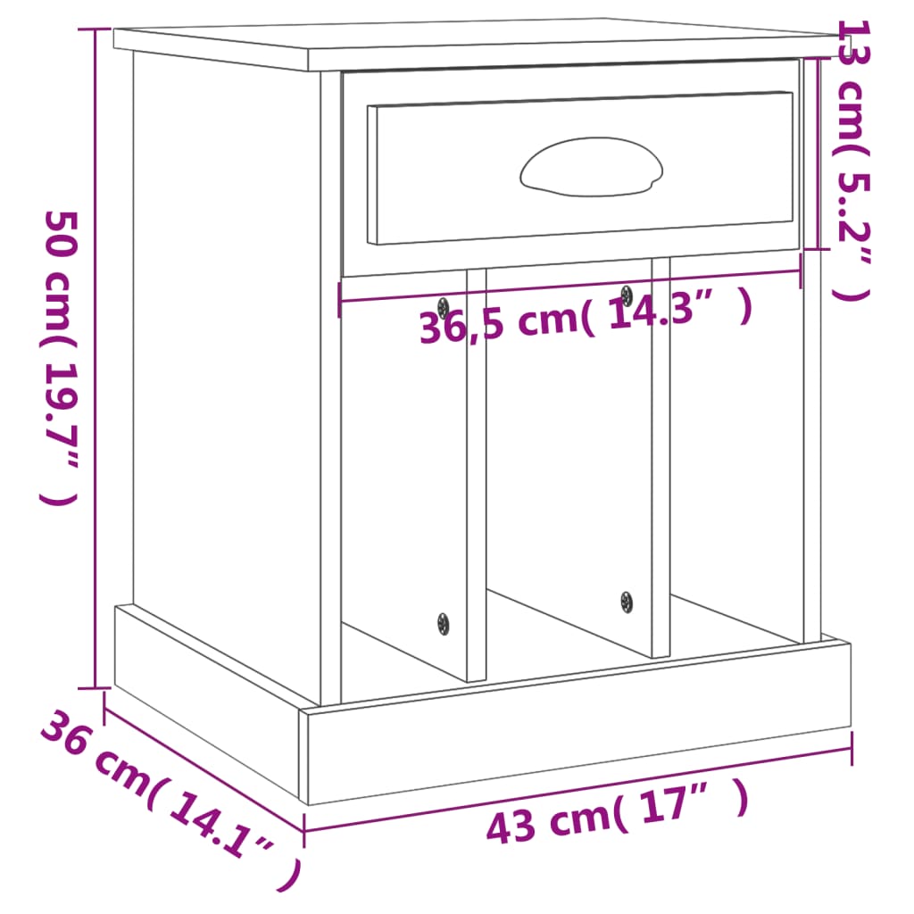 Bedside Cabinets 2 pcs Black 43x36x50 cm - Newstart Furniture