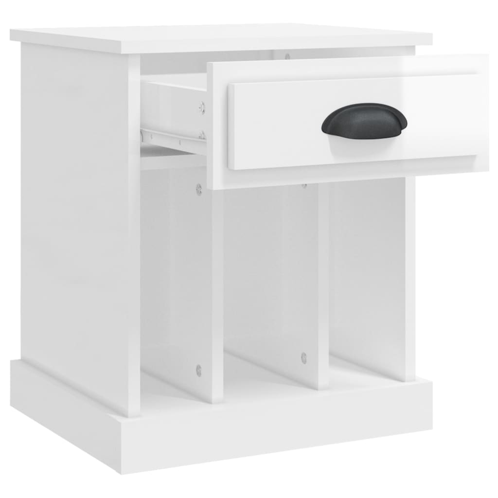 Bedside Cabinets 2 pcs High Gloss White 43x36x50 cm - Newstart Furniture