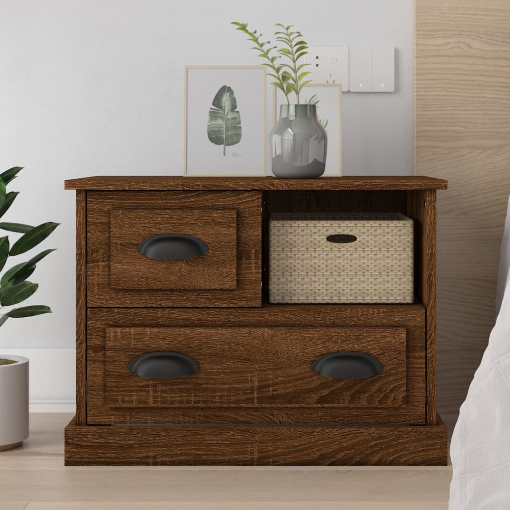 Bedside Cabinet Brown Oak 60x39x45 cm - Newstart Furniture
