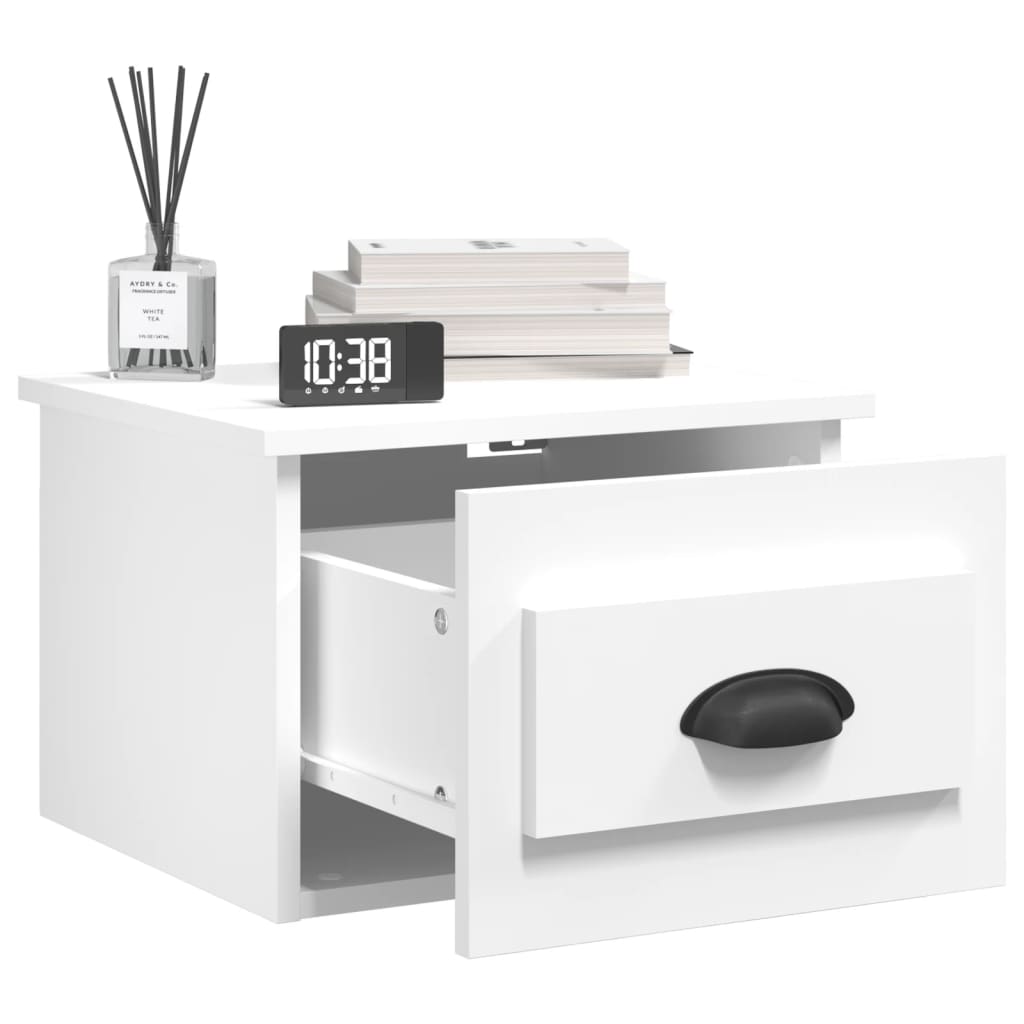 Wall-mounted Bedside Cabinet White 41.5x36x28cm - Newstart Furniture