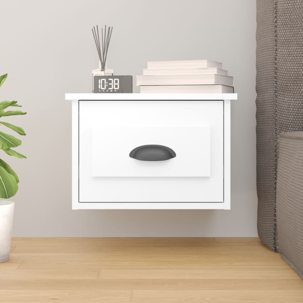 Wall-mounted Bedside Cabinet White 41.5x36x28cm - Newstart Furniture