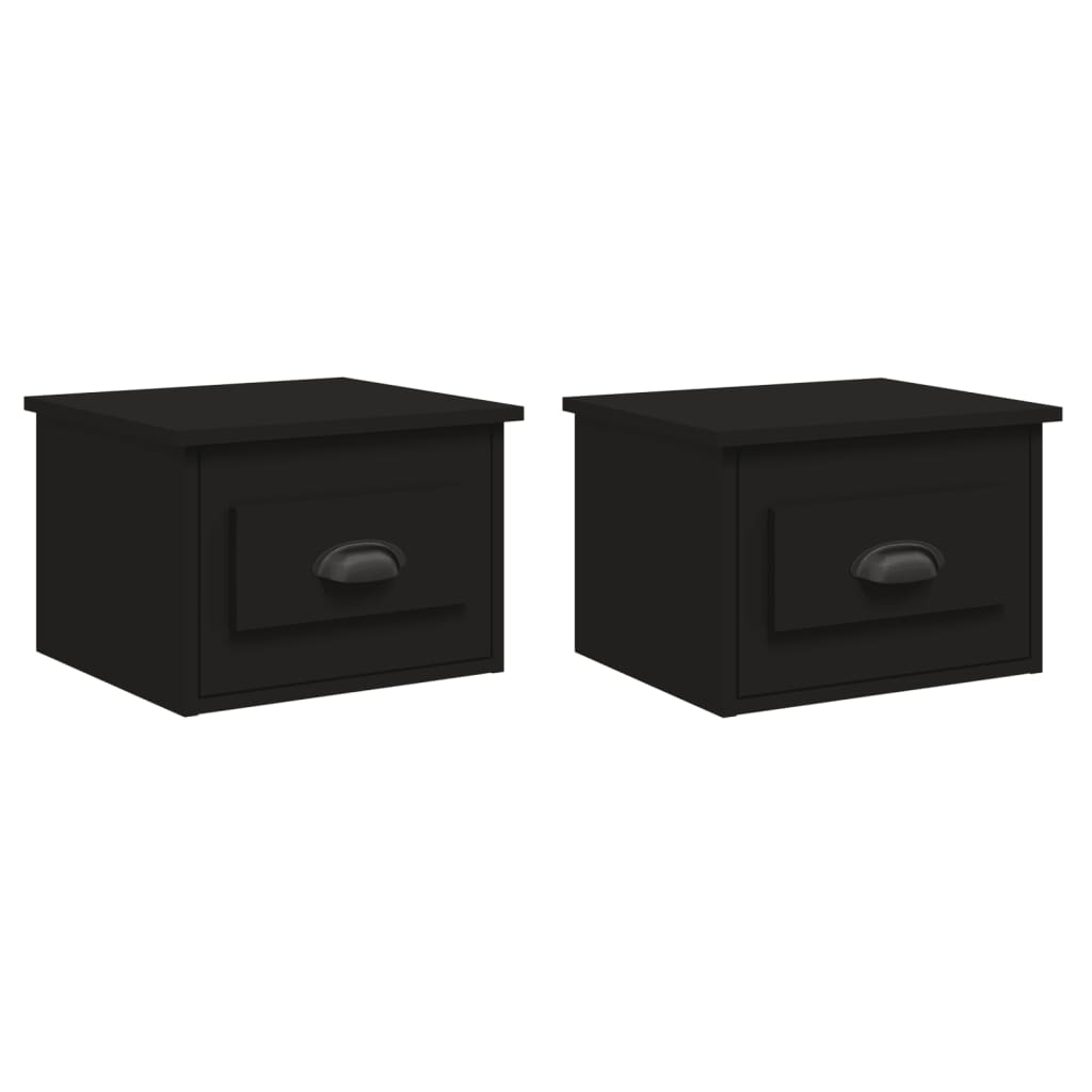 Wall-mounted Bedside Cabinets 2 pcs Black 41.5x36x28cm - Newstart Furniture