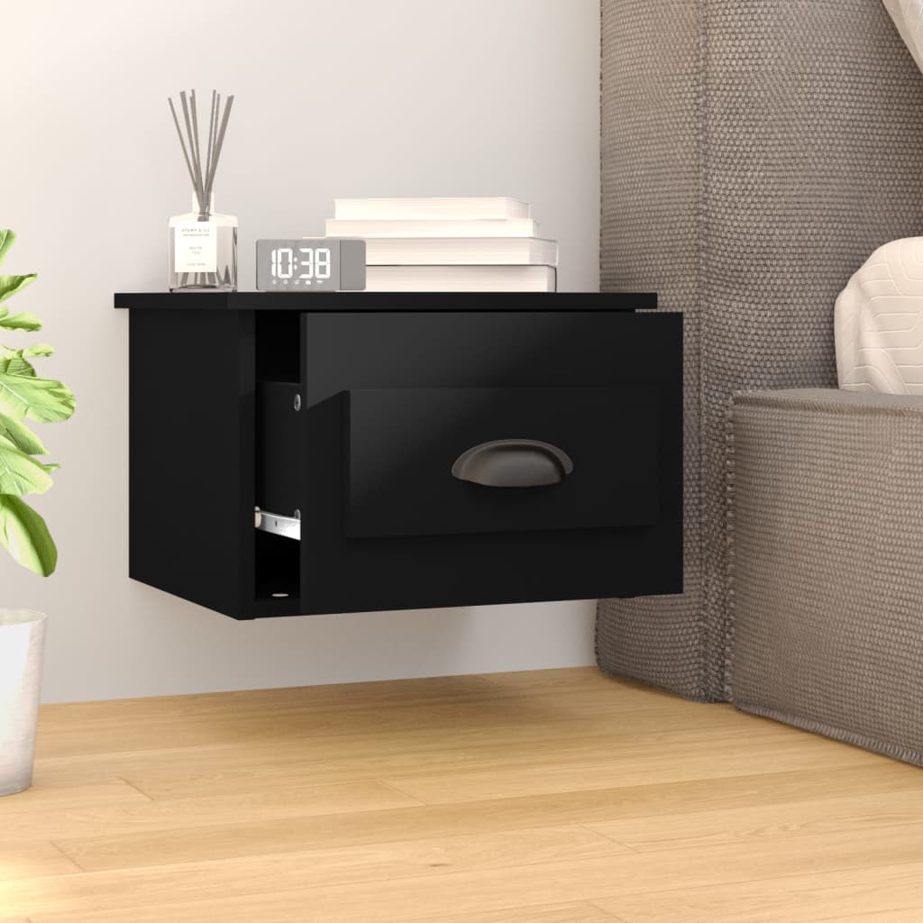 Wall-mounted Bedside Cabinets 2 pcs Black 41.5x36x28cm - Newstart Furniture