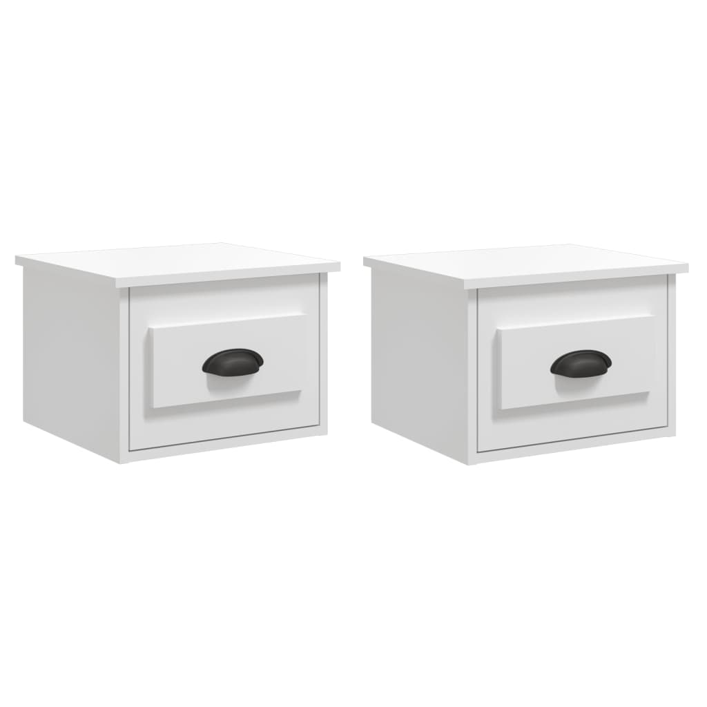 Wall-mounted Bedside Cabinets 2 pcs High Gloss White 41.5x36x28cm - Newstart Furniture