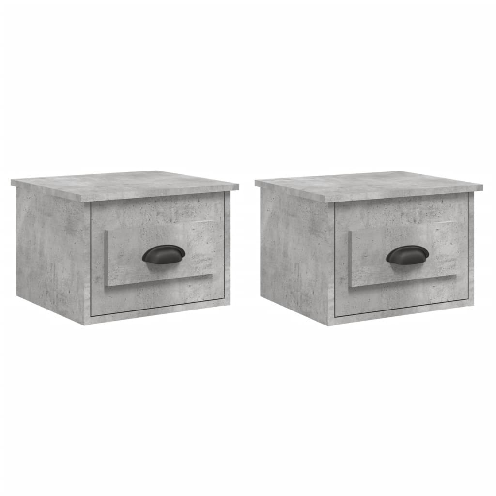 Wall-mounted Bedside Cabinets 2 pcs Concrete Grey 41.5x36x28cm - Newstart Furniture