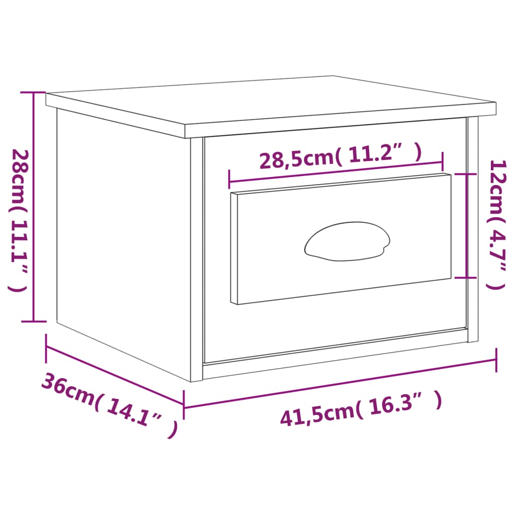 Wall-mounted Bedside Cabinets 2 pcs Smoked Oak 41.5x36x28cm - Newstart Furniture