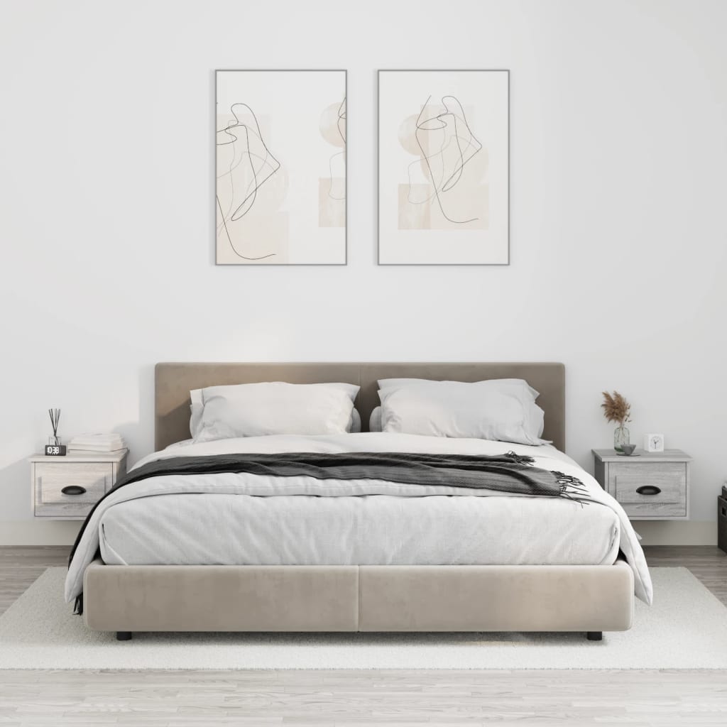 Wall-mounted Bedside Cabinets 2 pcs Grey Sonoma 41.5x36x28cm - Newstart Furniture