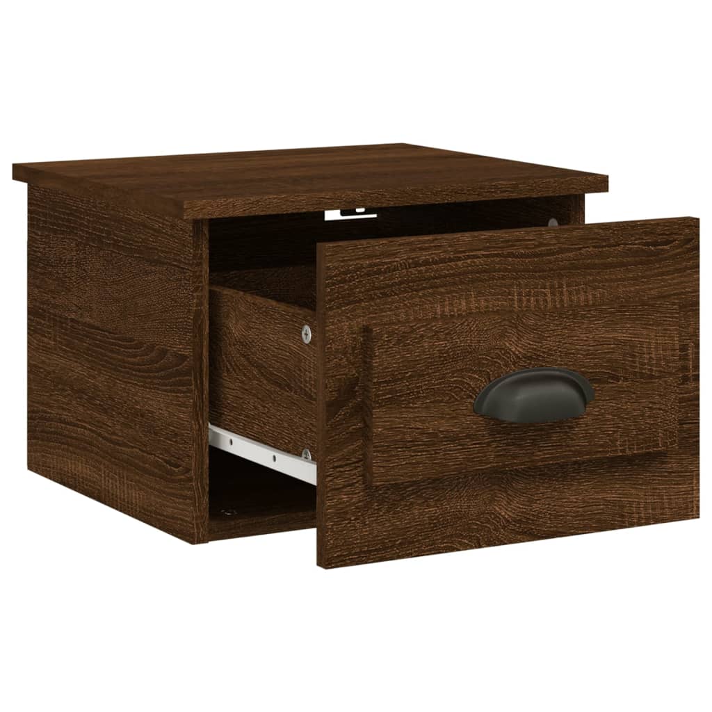 Wall-mounted Bedside Cabinet Brown Oak 41.5x36x28cm - Newstart Furniture