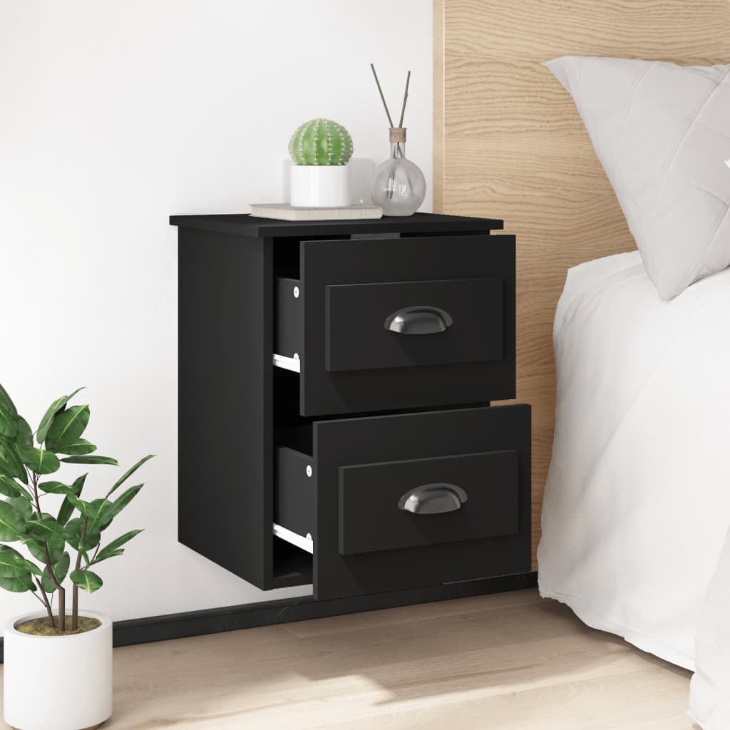 Wall-mounted Bedside Cabinet Black 41.5x36x53cm - Newstart Furniture