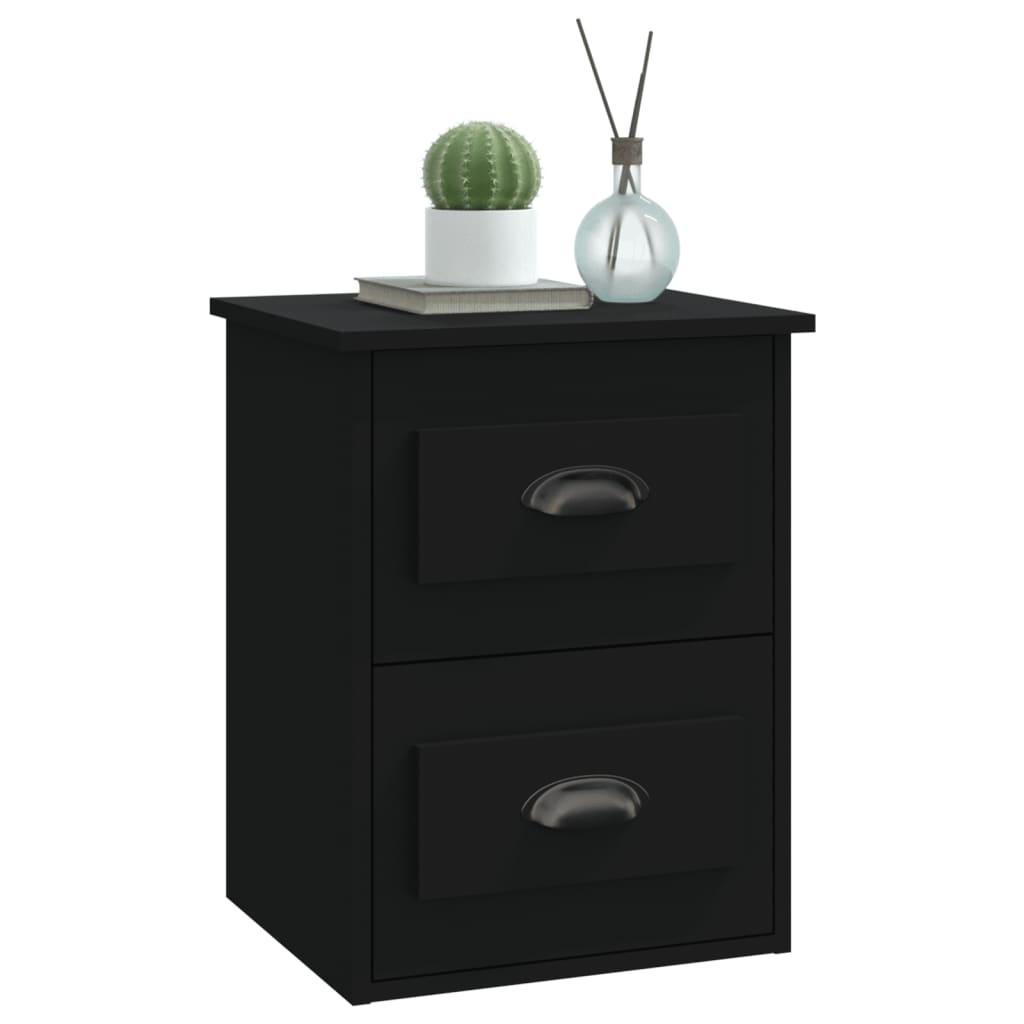 Wall-mounted Bedside Cabinet Black 41.5x36x53cm - Newstart Furniture