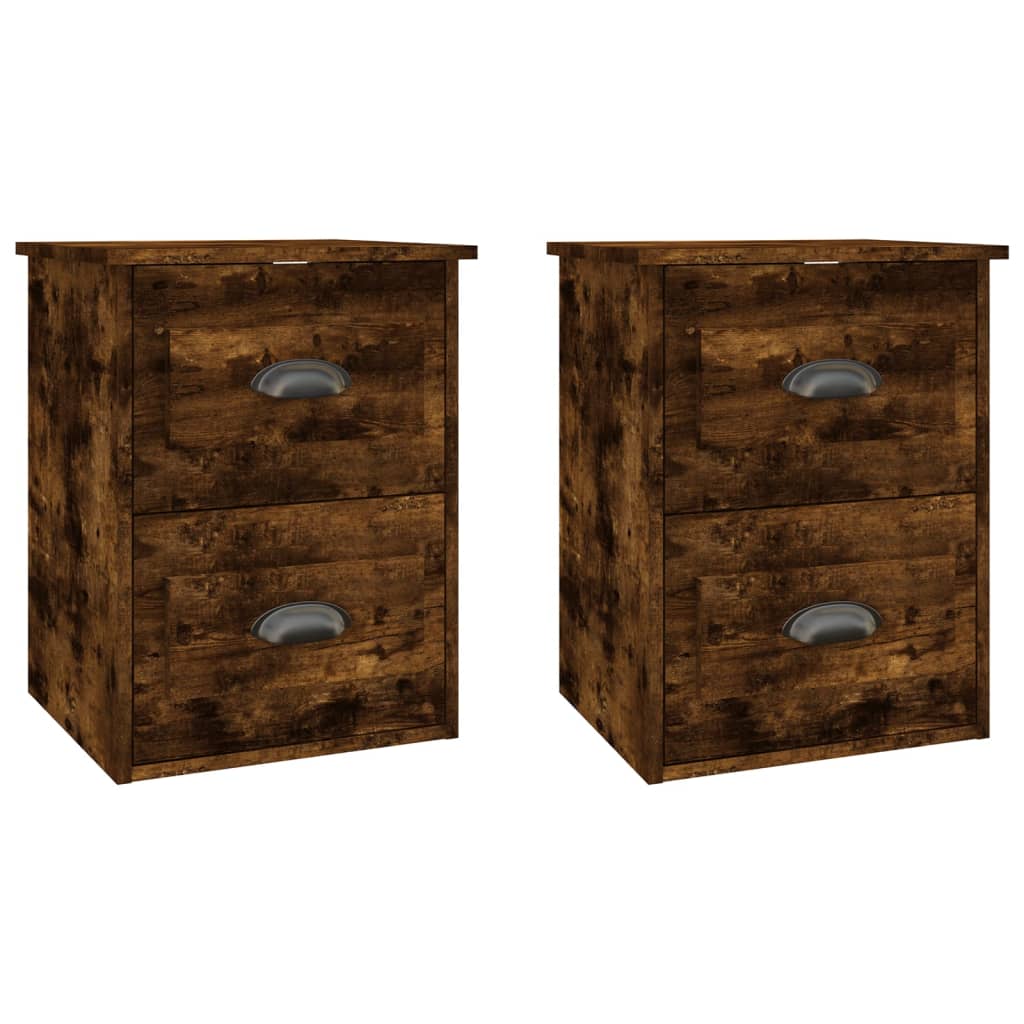 Wall-mounted Bedside Cabinets 2 pcs Smoked Oak 41.5x36x53cm - Newstart Furniture