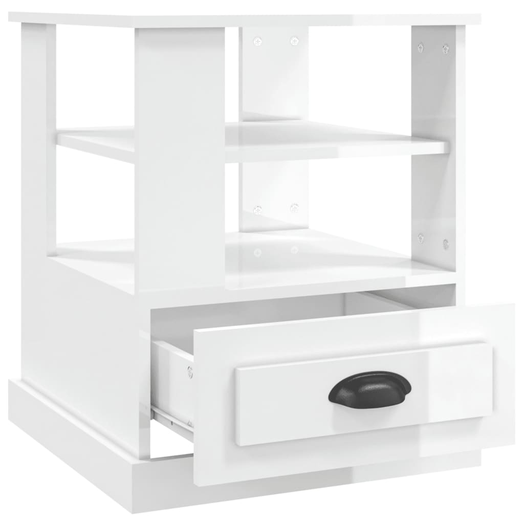 Side Table High Gloss White 50x50x60 cm Engineered Wood - Newstart Furniture