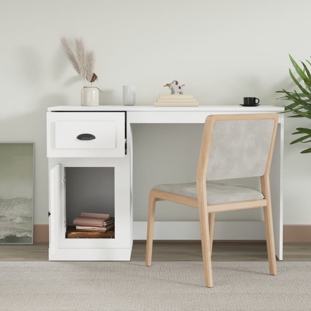 Desk with Drawer White 115x50x75 cm Engineered Wood - Newstart Furniture