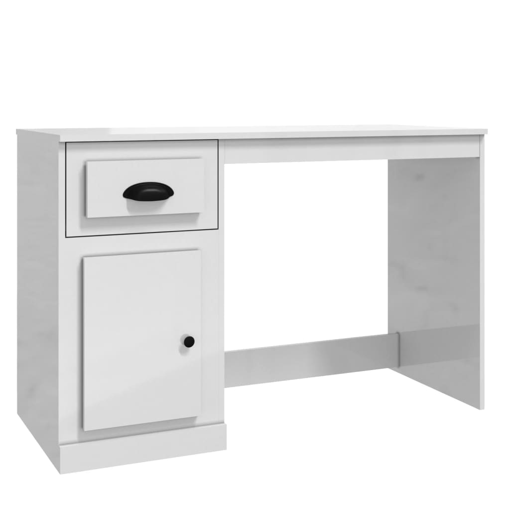 Desk with Drawer High Gloss White 115x50x75 cm Engineered Wood - Newstart Furniture