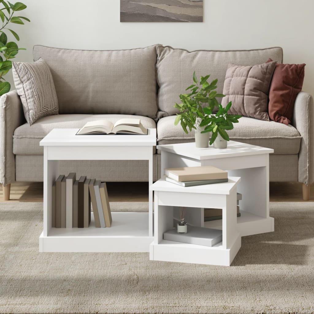 Nesting Tables 3 pcs White Engineered Wood - Newstart Furniture