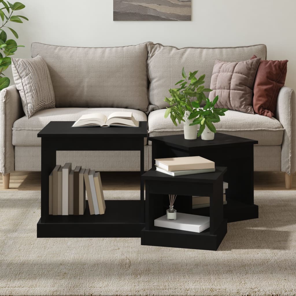 Nesting Tables 3 pcs Black Engineered Wood - Newstart Furniture
