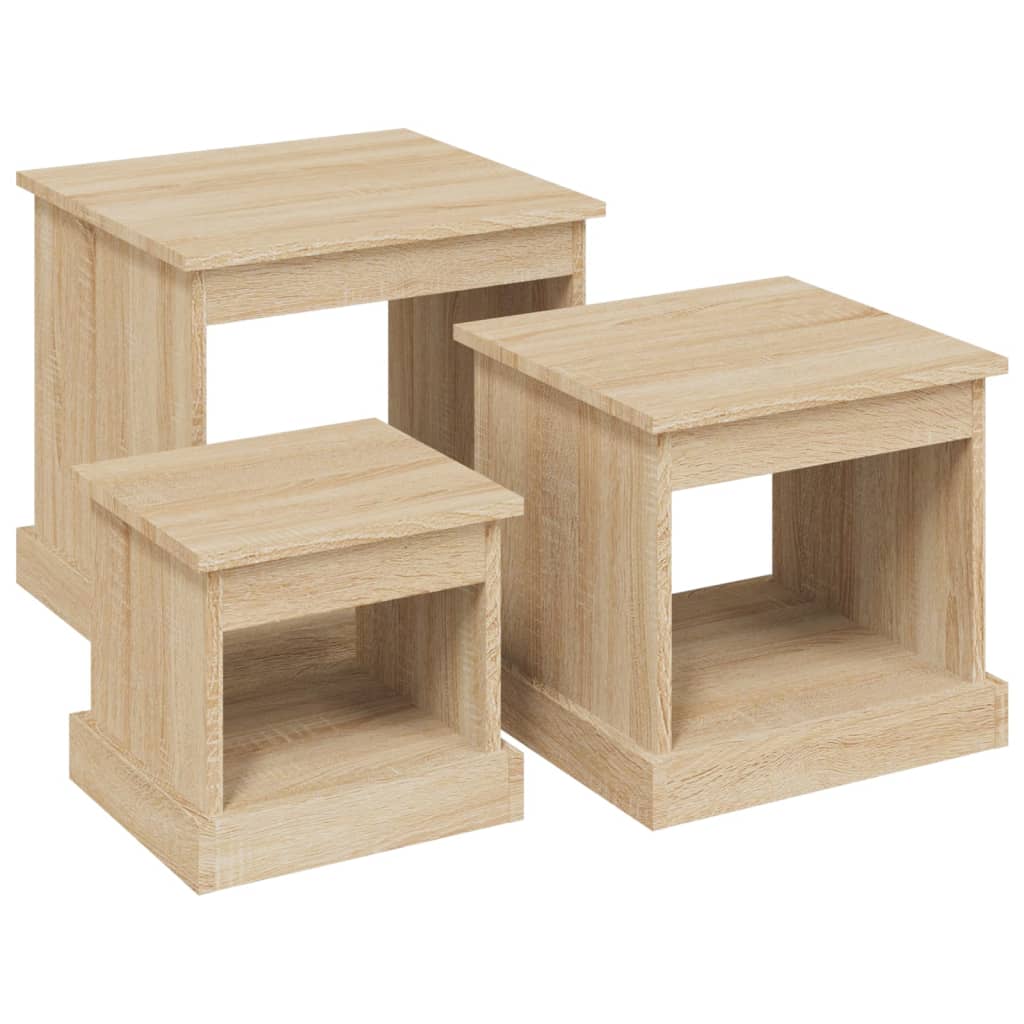 Nesting Tables 3 pcs Sonoma Oak Engineered Wood - Newstart Furniture