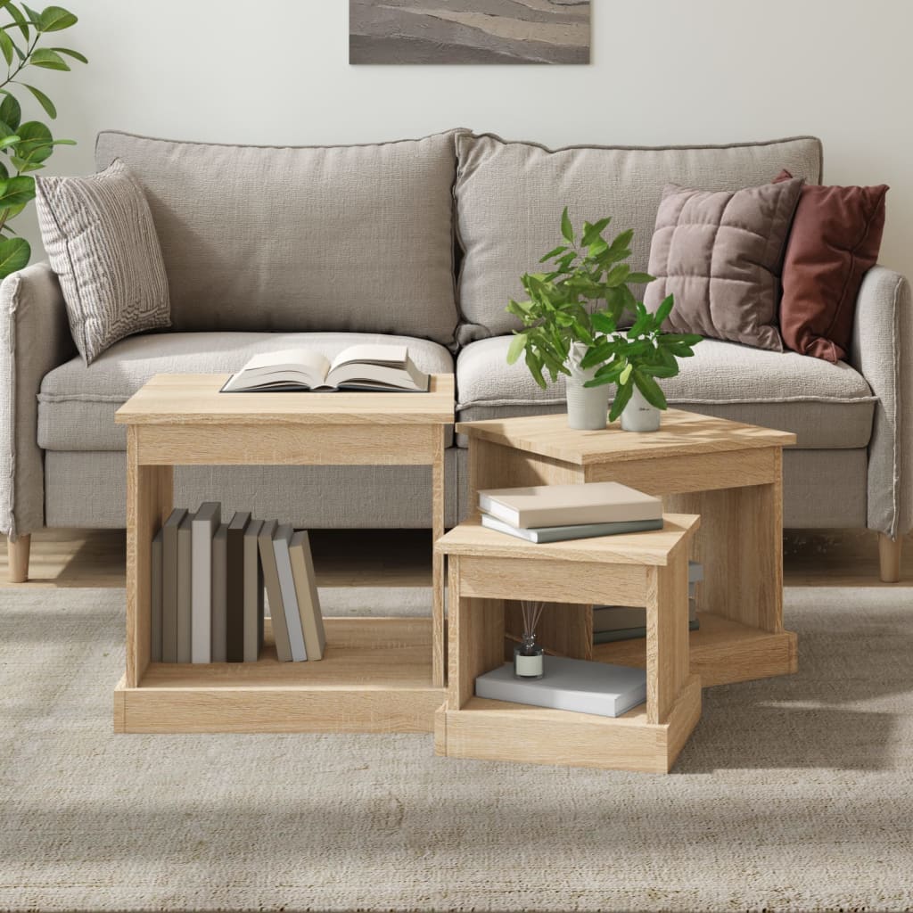 Nesting Tables 3 pcs Sonoma Oak Engineered Wood - Newstart Furniture