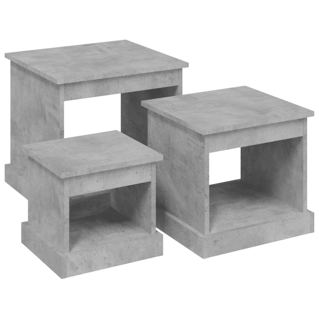 Nesting Tables 3 pcs Concrete Grey Engineered Wood - Newstart Furniture