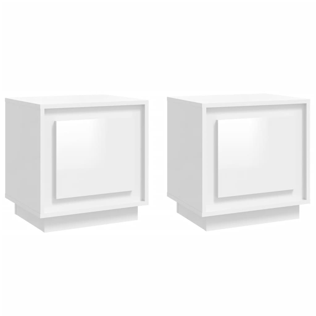 Bedside Cabinets 2pcs HighGlossWhite 44x35x45cm EngineeredWood - Newstart Furniture