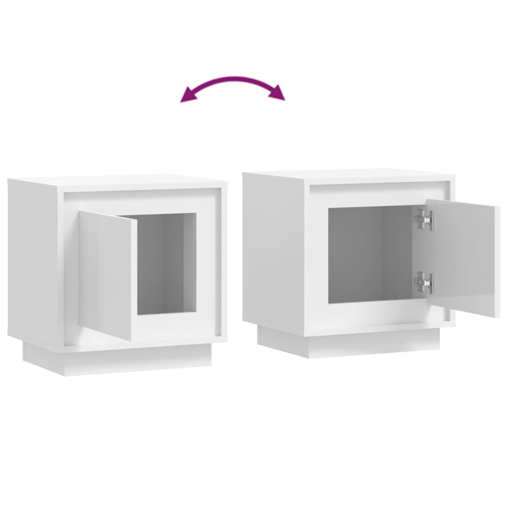 Bedside Cabinets 2pcs HighGlossWhite 44x35x45cm EngineeredWood - Newstart Furniture