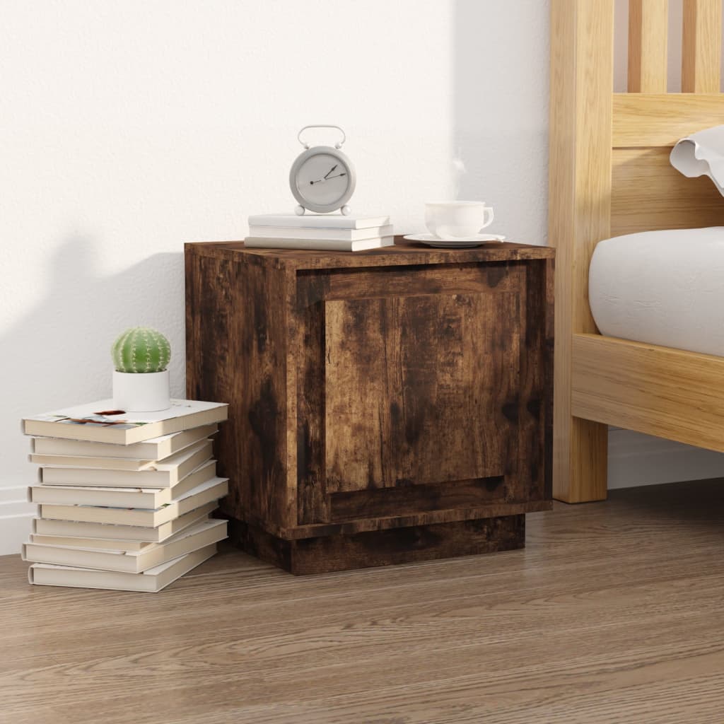 Bedside Cabinet Smoked Oak 44x35x45 cm Engineered Wood - Newstart Furniture