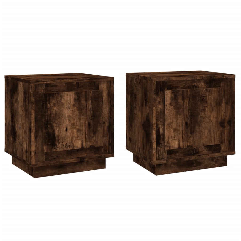 Bedside Cabinets 2 pcs Smoked Oak 44x35x45 cm Engineered Wood - Newstart Furniture