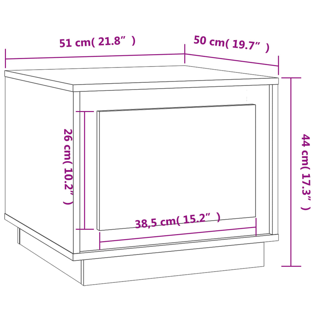 Coffee Table White 51x50x44 cm Engineered Wood - Newstart Furniture