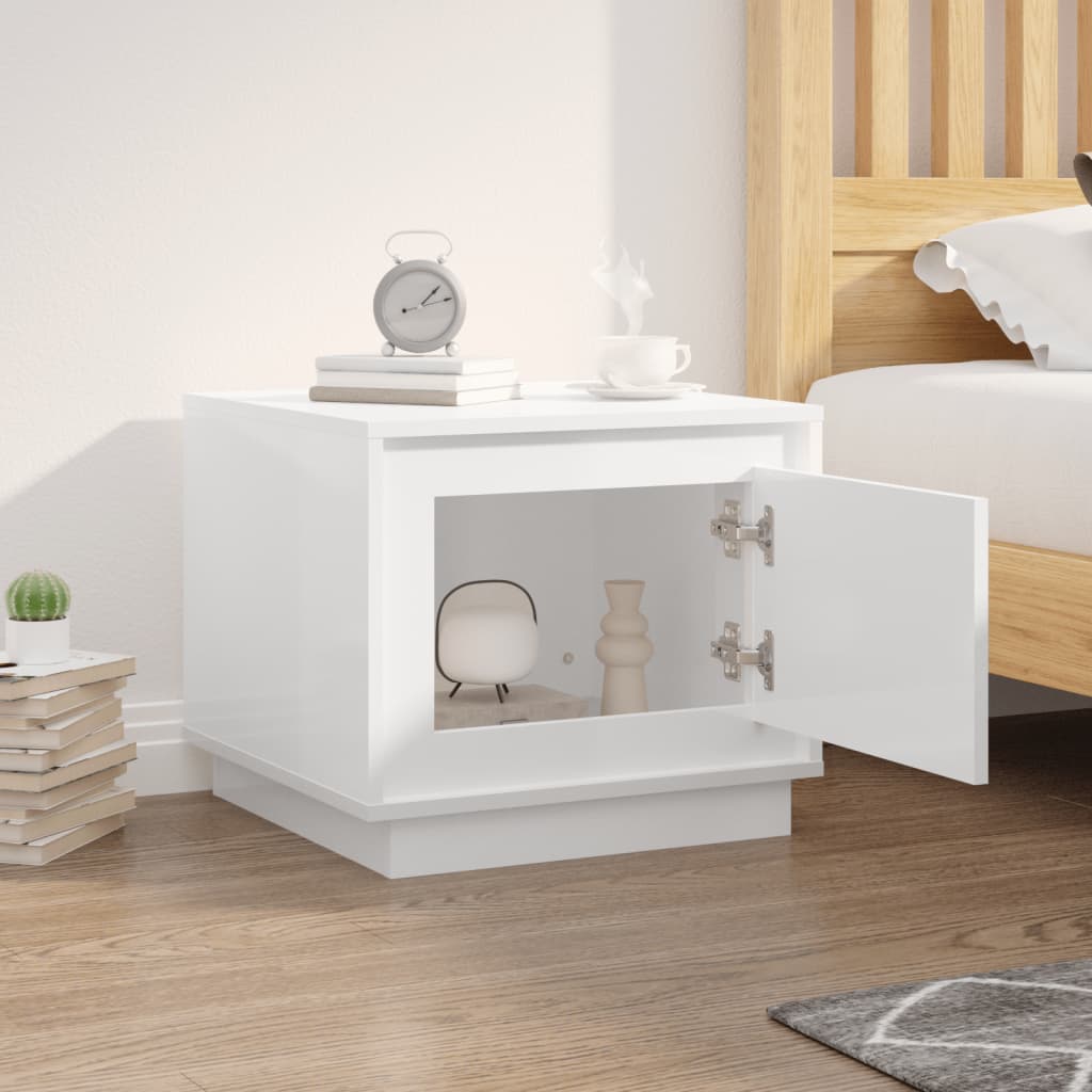 Coffee Table High Gloss White 51x50x44 cm Engineered Wood - Newstart Furniture