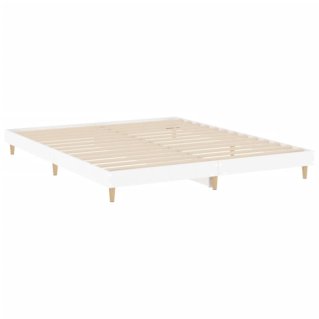 Bed Frame White 183x203 cm King Size Engineered Wood
