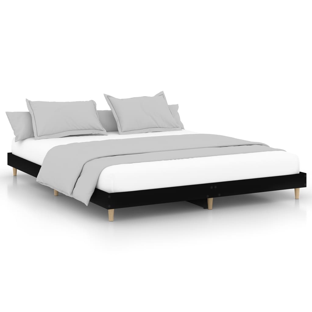 Bed Frame Black 180x200 cm Engineered Wood - Newstart Furniture