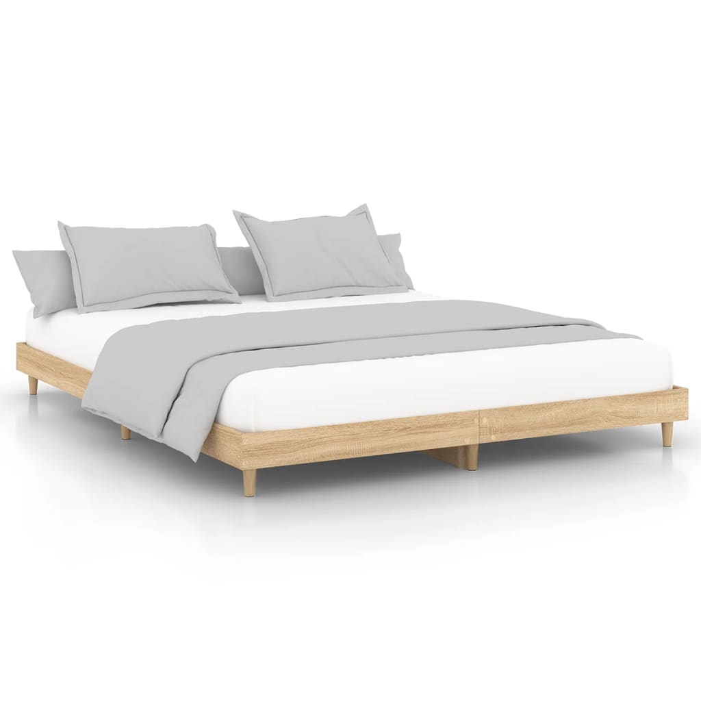 Bed Frame Sonoma Oak 183x203 cm King Size Engineered Wood - Newstart Furniture