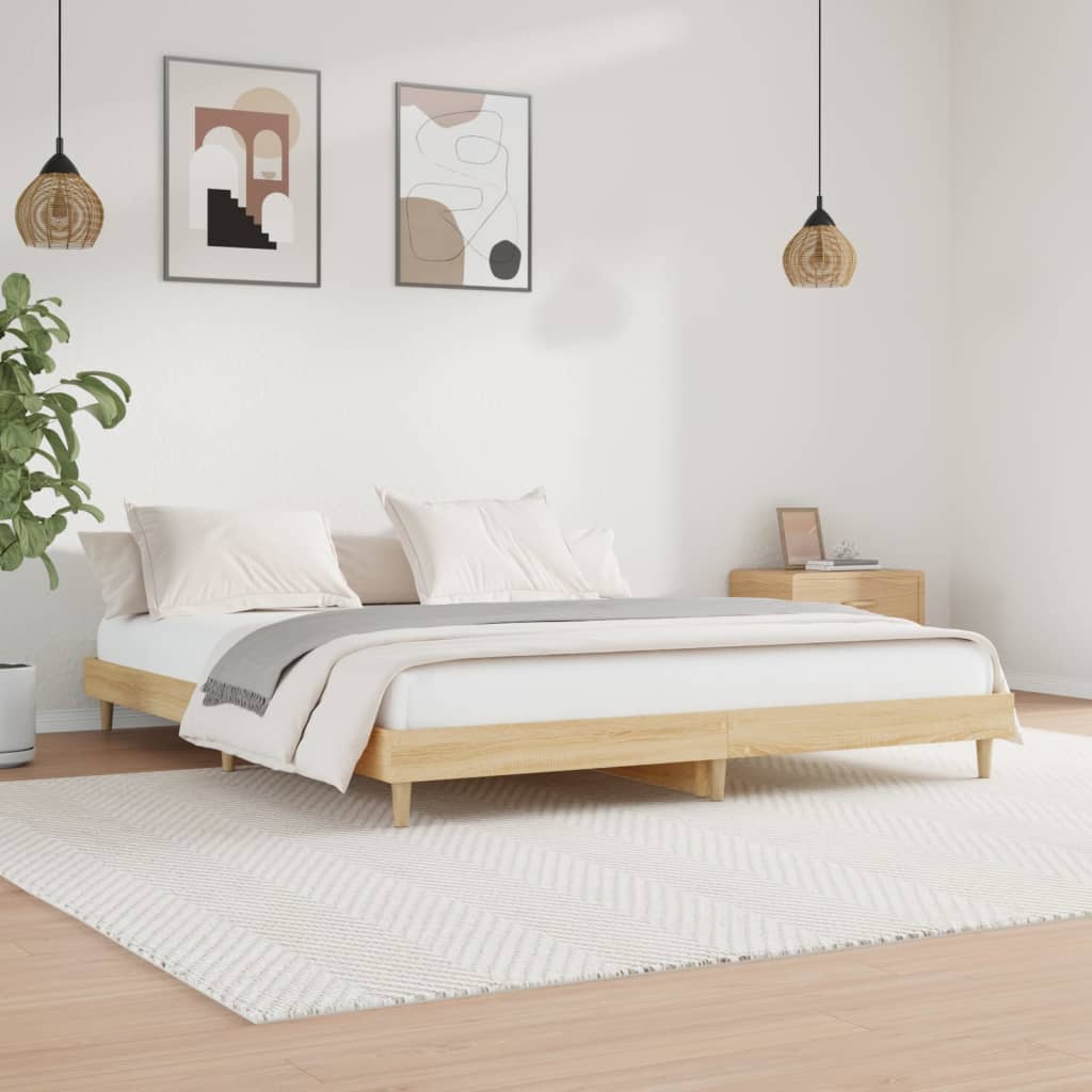 Bed Frame Sonoma Oak 183x203 cm King Size Engineered Wood - Newstart Furniture