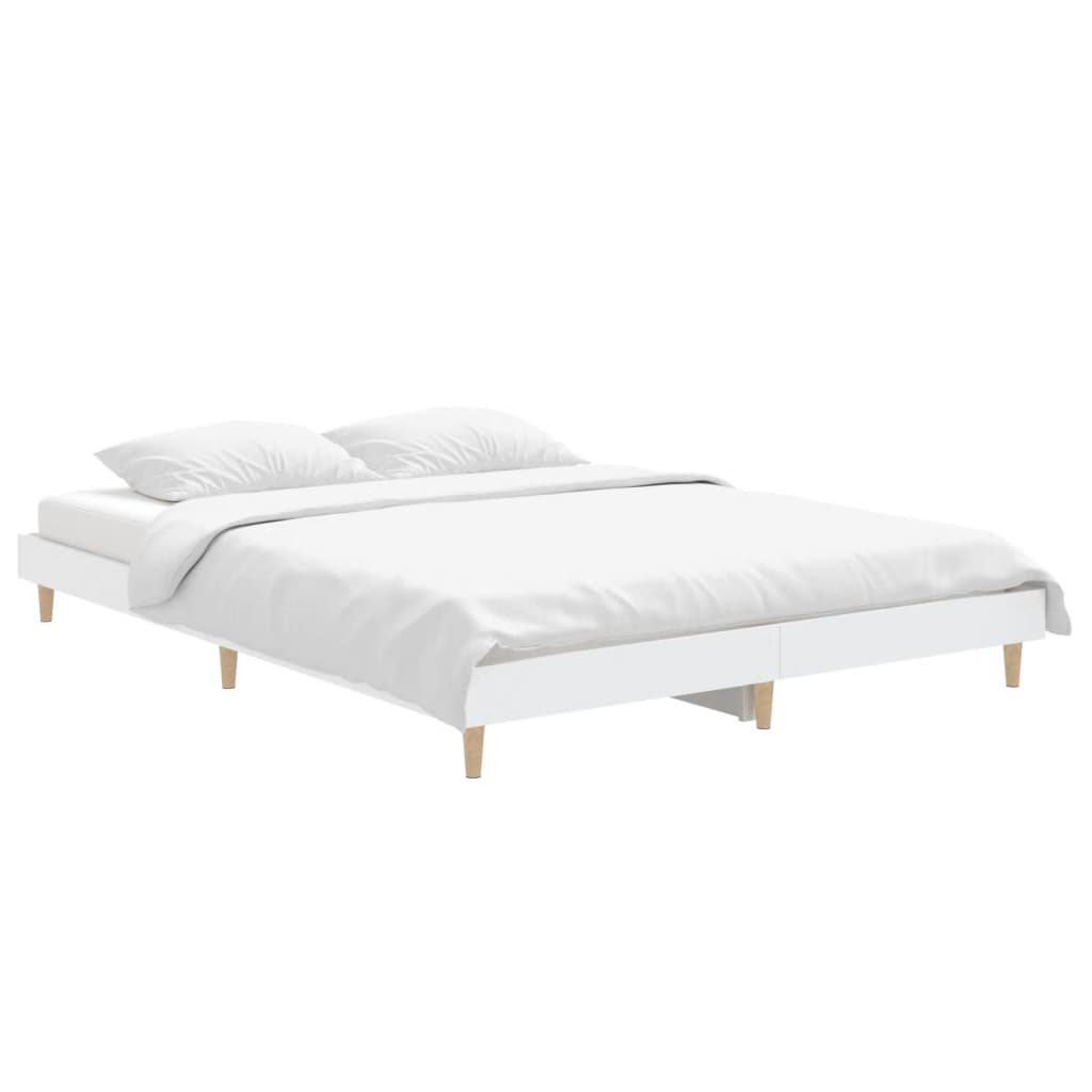 Bed Frame White 135x190 cm Engineered Wood - Newstart Furniture