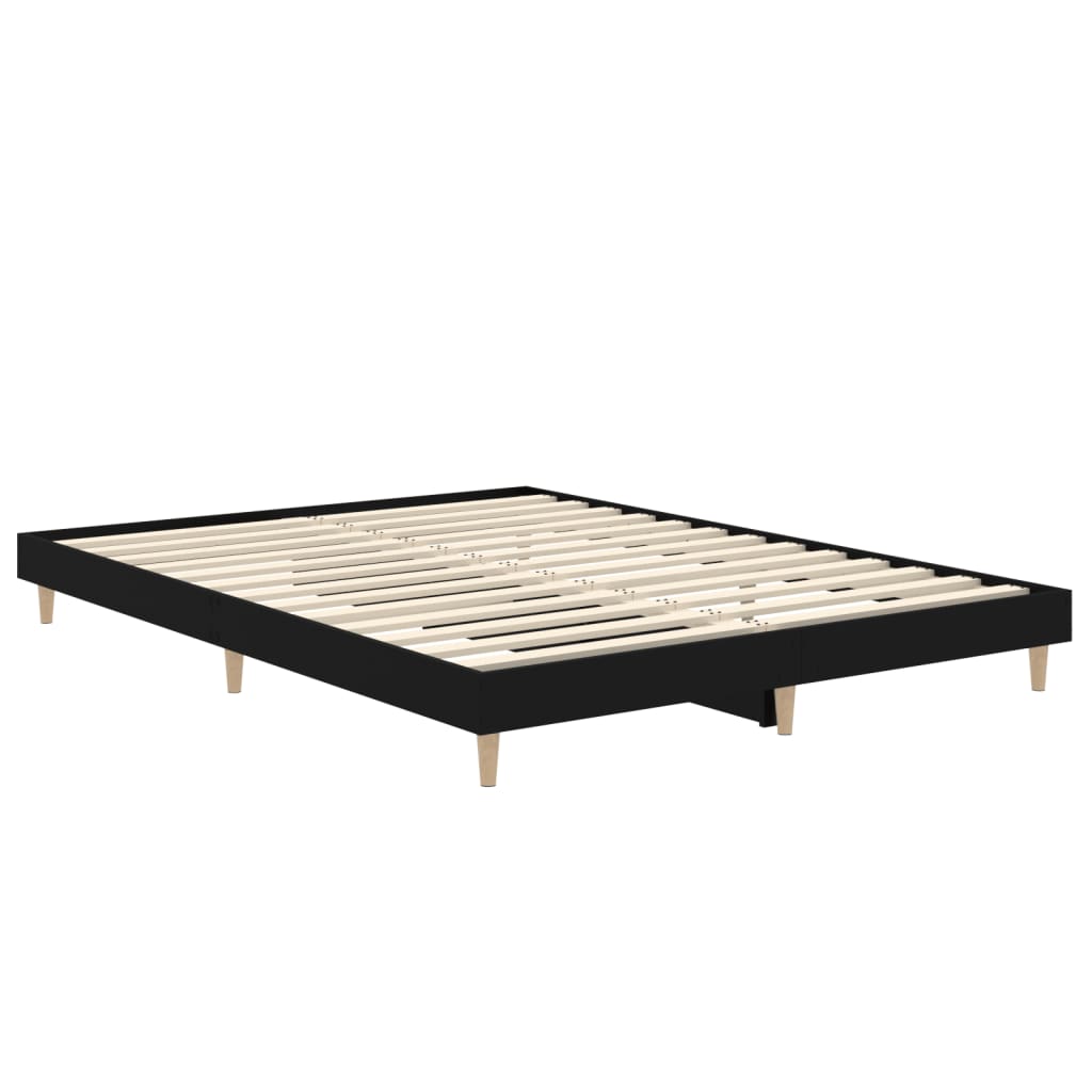 Bed Frame Black 135x190 cm Engineered Wood - Newstart Furniture