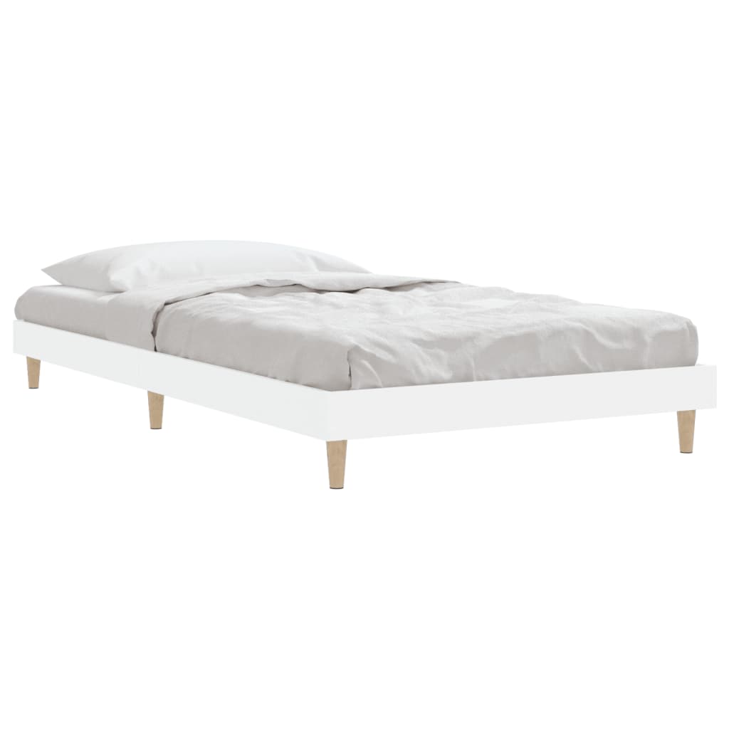 Bed Frame White 92x187 cm Single Bed Size Engineered Wood - Newstart Furniture