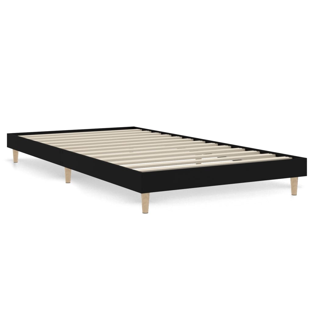 Bed Frame Black 92x187 cm Single Bed Size Engineered Wood - Newstart Furniture