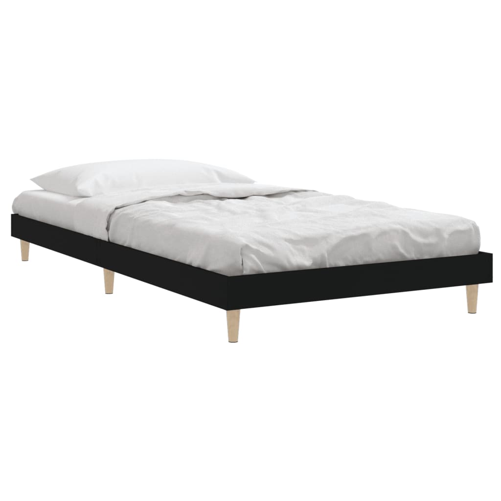 Bed Frame Black 92x187 cm Single Bed Size Engineered Wood - Newstart Furniture