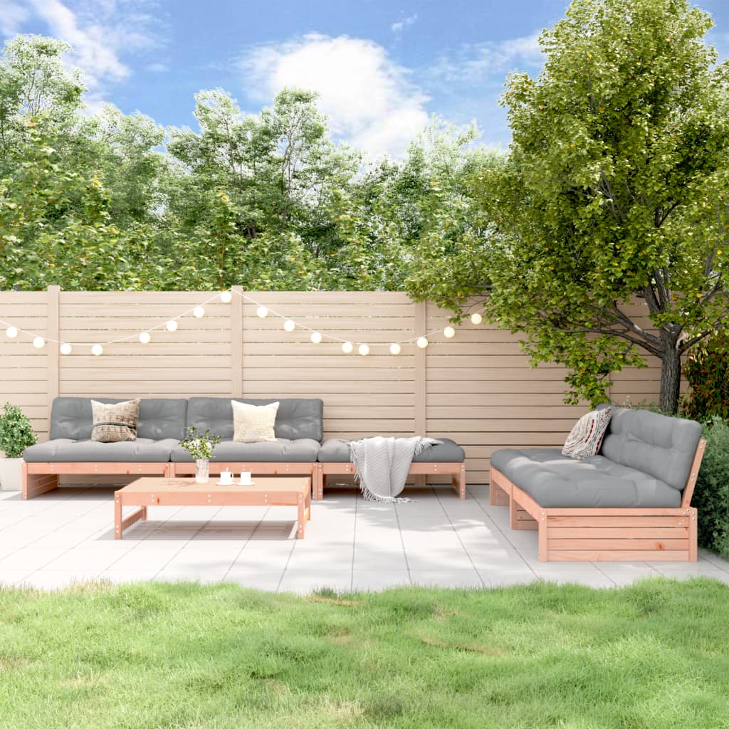 6 Piece Garden Lounge Set with Cushions Solid Wood Douglas - Newstart Furniture