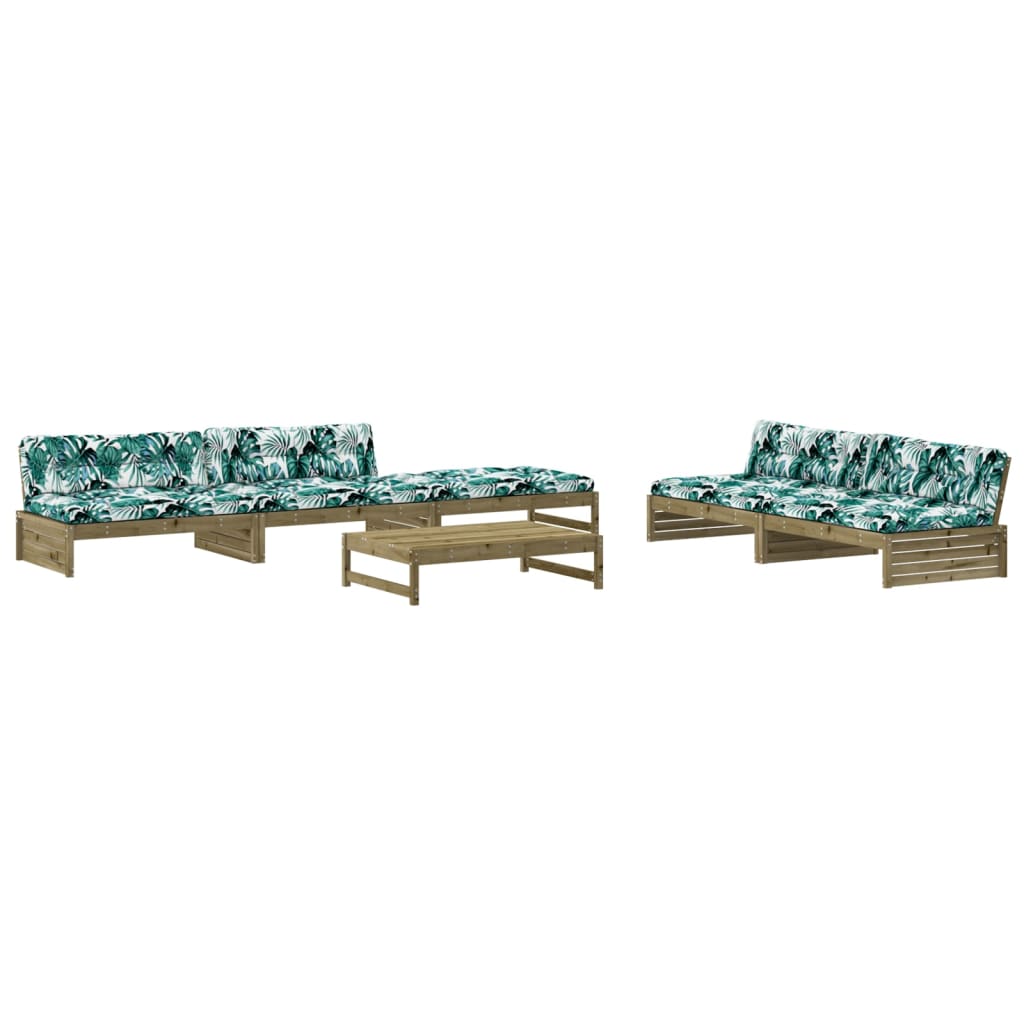 6 Piece Garden Lounge Set with Cushions Impregnated Wood Pine - Newstart Furniture